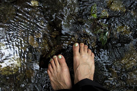 Barefoot by a stream Barefoot by a stream